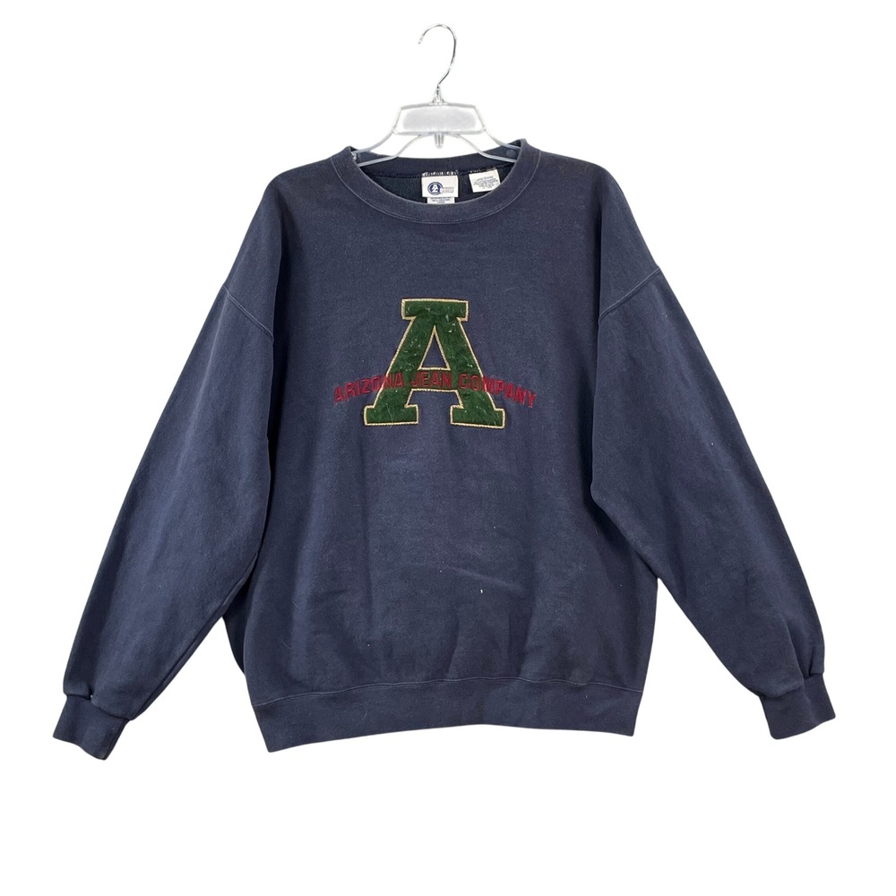 Arizona Jean Company Sweatshirt Mens Large Blue Vintage 90s Made in USA Crewneck